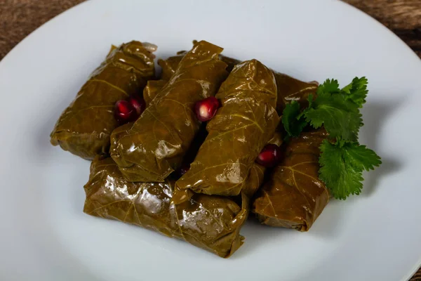 Kaukasische Traditionele Dolma Gehakt Vlees Druivenbladeren — Stockfoto