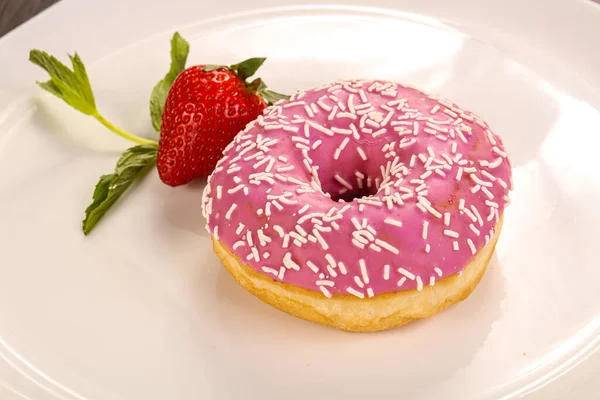 Zoete Glazuur Donut Met Chocolade — Stockfoto