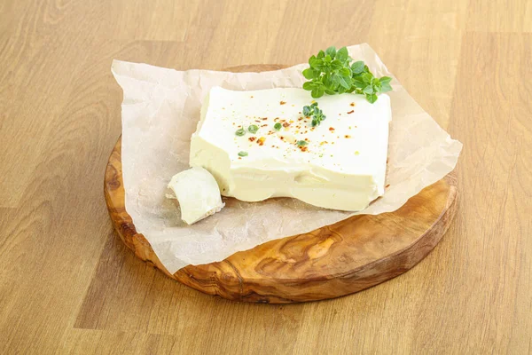 Greek Feta Cheese Board Served Herbs — Stock Photo, Image