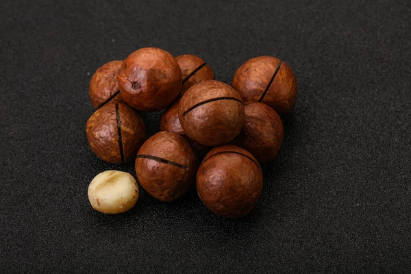 Brown Primo Piano Mucchio Noci Macadamia Sfondo — Foto Stock