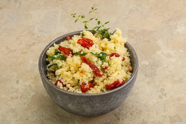 Cucina Vegetariana Couscous Con Verdure Prezzemolo — Foto Stock