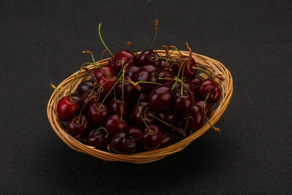 Sweet Ripe Bird Cherry Basket — Stock Photo, Image