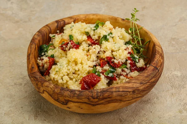 Uzina Vegetariana Cuscus Legume Patrunjel — Fotografie, imagine de stoc