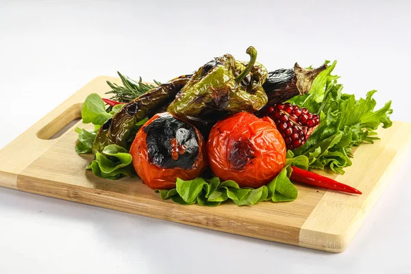 Grillade Grönsaker Bbq Tomat Paprika Och Aubergine — Stockfoto