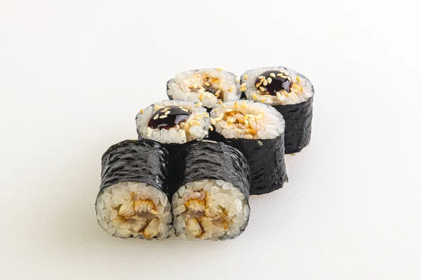 Rolo Tradicional Japonês Com Enguia Nori Arroz — Fotografia de Stock