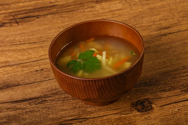 Leckere Hühnersuppe Mit Karotten Und Kartoffeln — Stockfoto