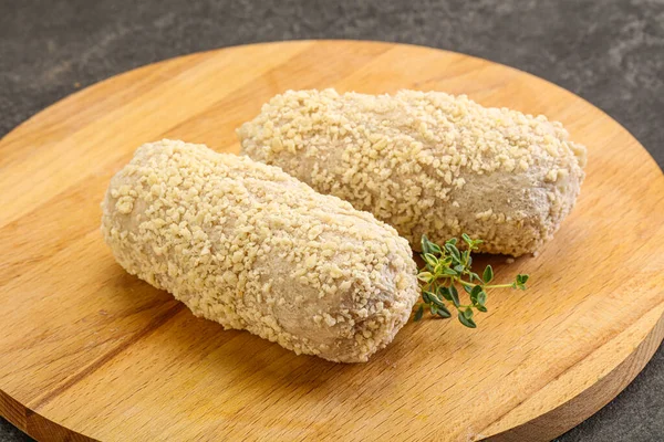 Costeleta Frango Pão Cru Para Assado — Fotografia de Stock