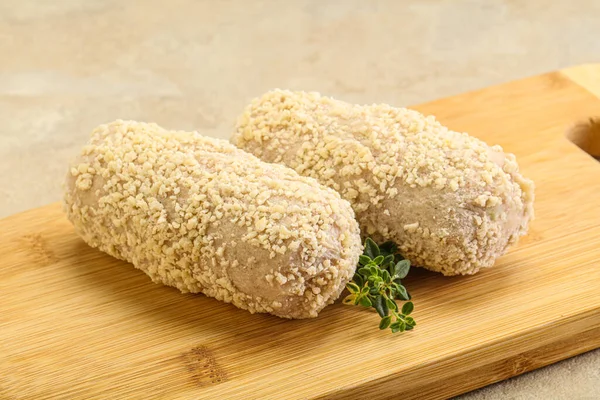 Costeleta Frango Pão Cru Para Assado — Fotografia de Stock