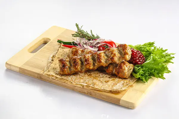 Darált Hús Kebab Grillezett Barbecue Shashlik — Stock Fotó