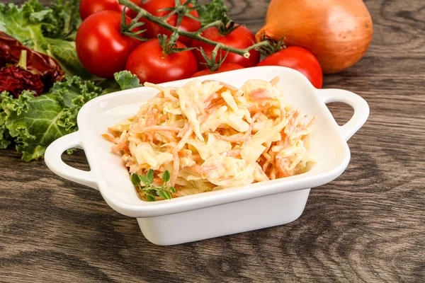 Vegetarische Cole Sla Salade Met Kool Wortel — Stockfoto