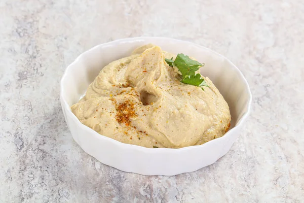 Veganská Kuchyně Tradiční Židovský Hummus Olivovým Olejem — Stock fotografie