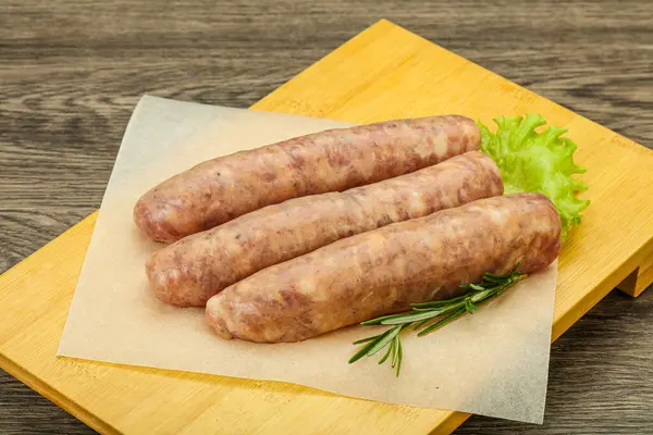 Raw Pork Meat Sausages Grill Served Rosemary — Stock Photo, Image