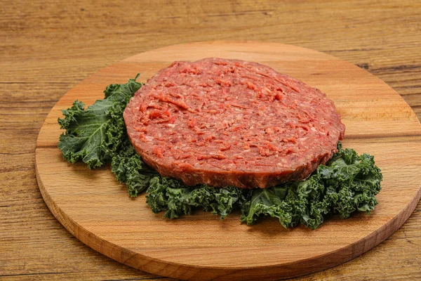 Costeleta Hambúrguer Carne Crua Para Hambúrguer Grelha — Fotografia de Stock