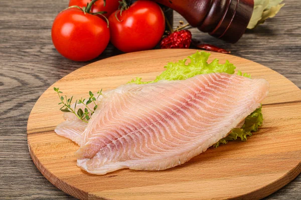 Fillet Ikan Tilapia Mentah Untuk Dimasak — Stok Foto