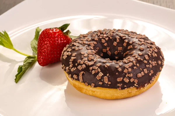 Zoete Glazuur Donut Met Chocolade — Stockfoto