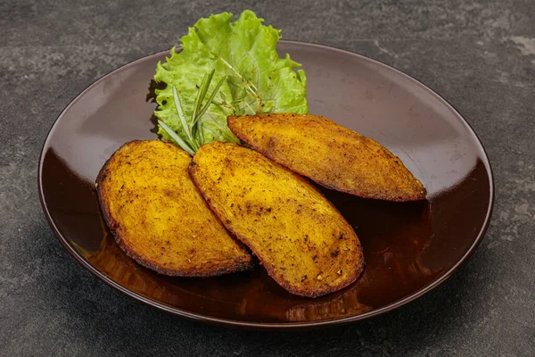 Patata Horno Con Hierbas Especias Servidas Romero — Foto de Stock