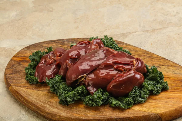 Raw Chicken Liver Board Cooking — Stock Photo, Image