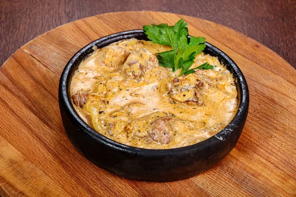 Roasted Pork Cream Sauce Pot — Stock Photo, Image