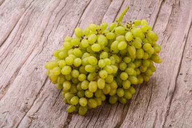 Arka planda tatlı yeşil üzüm dalı