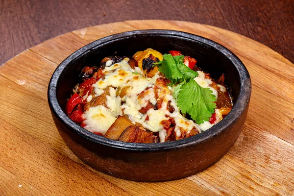 Porco Assado Legumes Com Queijo Panela — Fotografia de Stock