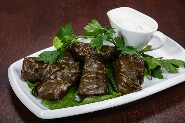 Kaukasische Küche Dolma Mit Fleisch Traubenblättern — Stockfoto