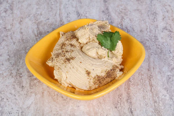 Веганская Кухня Традиционный Еврейский Хумус Оливковым Маслом — стоковое фото