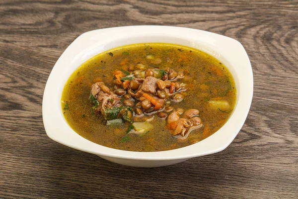 Zuppa Tradizionale Lenticchie Con Pollo Verdure — Foto Stock