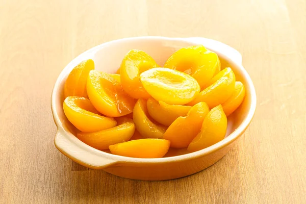 Canned Apricot Sweet Light Dessert Bowl — Stock Photo, Image