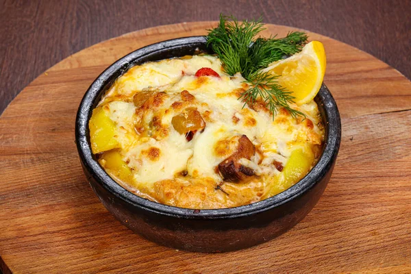 Georgian Traditional Cuisine Meat Potato Vegetables — Stock Photo, Image