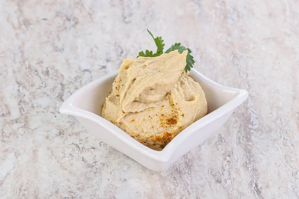 Veganská Kuchyně Tradiční Židovský Hummus Olivovým Olejem — Stock fotografie