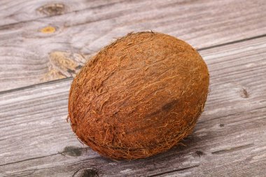 Arka planda tropik kahverengi hindistan cevizi izole edildi