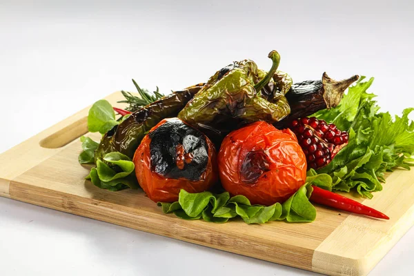 Barbacoa Verduras Parrilla Tomate Pimiento Berenjena — Foto de Stock