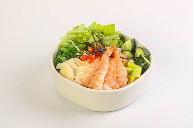 Karides, avokado ve pirinçle dürt.