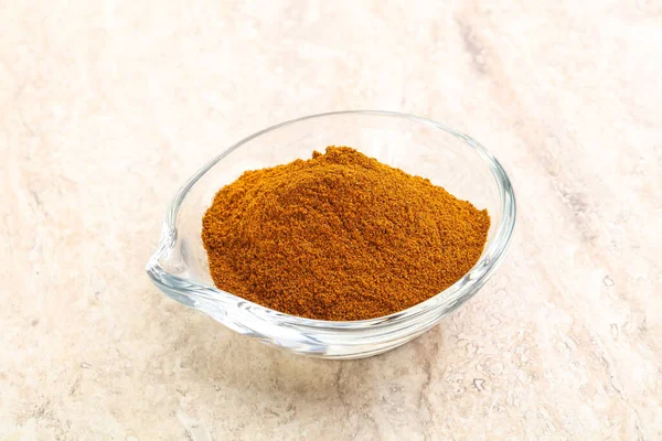 Torr Paprika Pulver Skålen Isolerad — Stockfoto