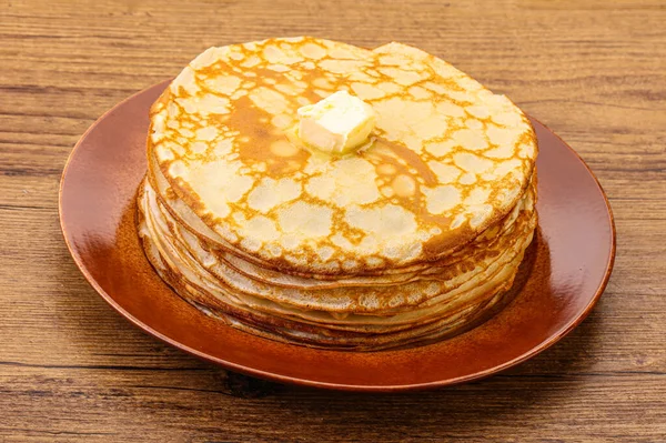 Stack Russian Traditonal Pancakes Butter — Stock Photo, Image