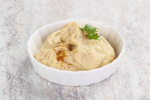 Veganská Kuchyně Tradiční Židovský Hummus Olivovým Olejem — Stock fotografie