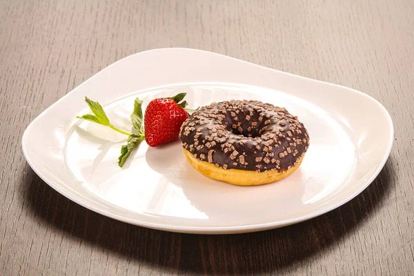 Doce Glaze Donut Cona Com Chocolate — Fotografia de Stock