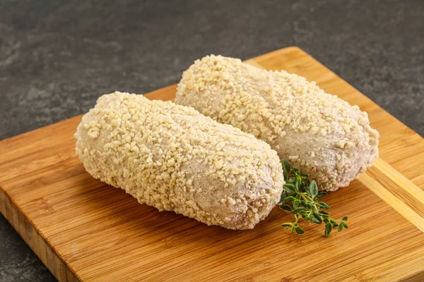 Costeleta Frango Pão Cru Para Assado — Fotografia de Stock