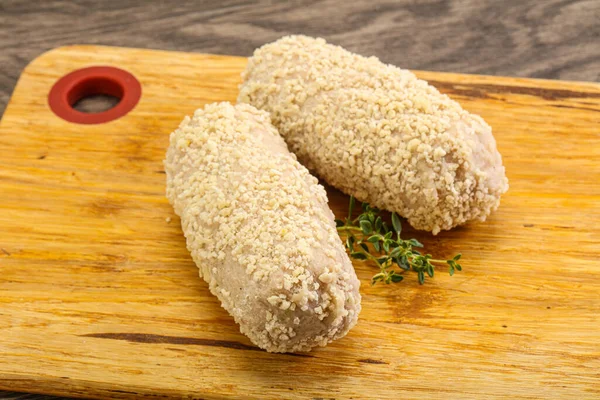 Costeleta Frango Pão Cru Para Assado — Fotografia de Stock