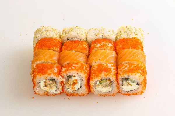 Set Sushi Rollo Japonés Con Pescado — Foto de Stock