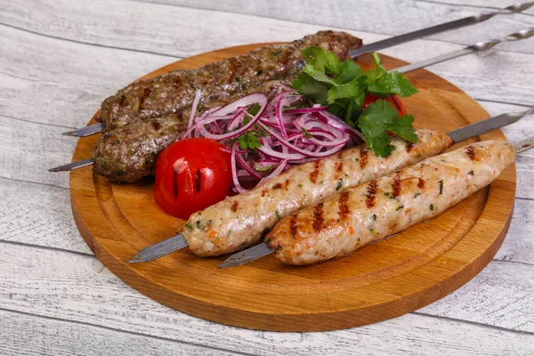 Marha Csirke Kebab Darált Húsból — Stock Fotó