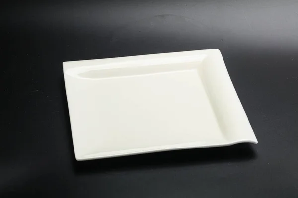 Assiette Vide Blanche Pour Servir Isolée — Photo