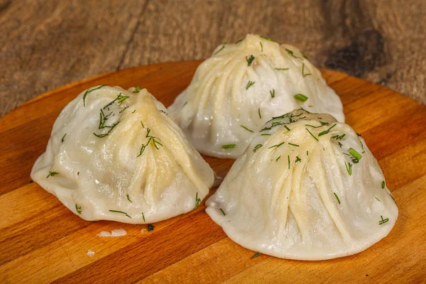 Manty Tradicional Uzbeque Bolinhos Com Carne Legumes — Fotografia de Stock