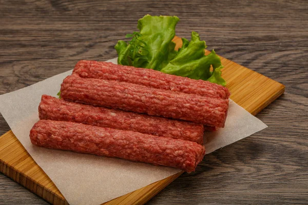 Raw Beef Sausages Spices Grill — Stock Photo, Image