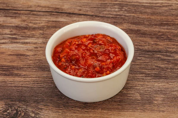 Salsa Picante Picante Tomate Bowl — Foto de Stock