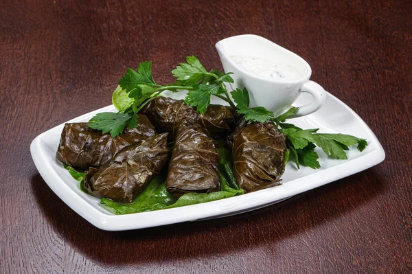 Kaukasische Küche Dolma Mit Fleisch Traubenblättern — Stockfoto