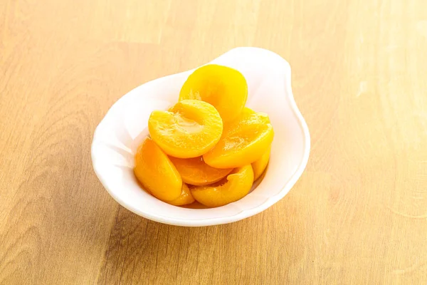 Canned Apricot Sweet Light Dessert Bowl — Stock Photo, Image