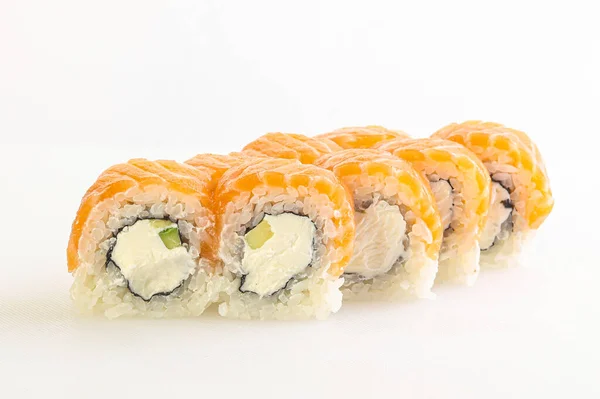 Japanische Traditionsrolle Mit Lachs Nori Und Reis — Stockfoto