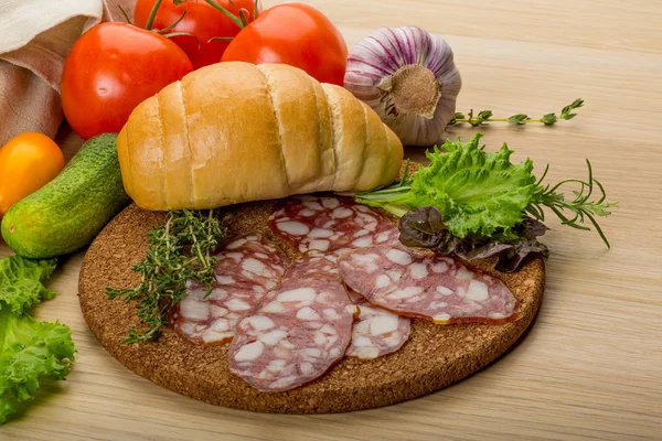 Salami korv — Stockfoto