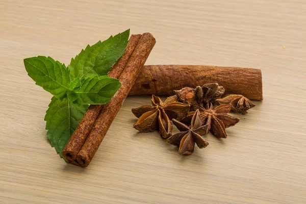 Cinnamon sticks and star anise — Stock Photo, Image